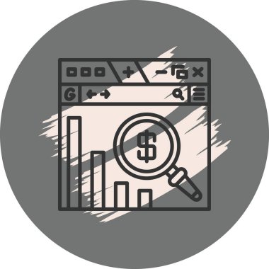 Büyüteç, dolar işareti ve grafikleri inceliyor