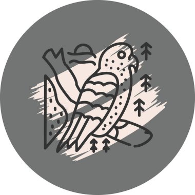 Soyut dala tünemiş stilize kuş