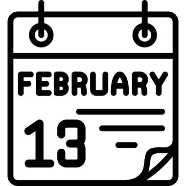 13 Şubat takvim simgesi vektör illüstrasyonu 
