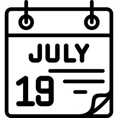 Takvim sayfası 19 Temmuz 'u gösteriyor