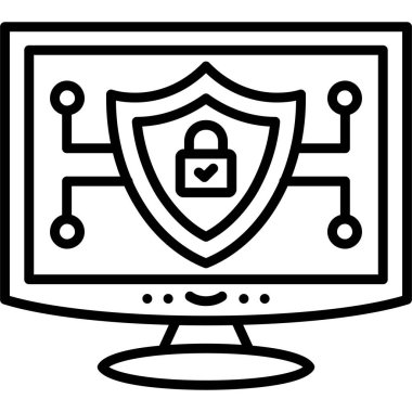 Güvenlik kalkanı simgesini gösteren bilgisayar ekranı