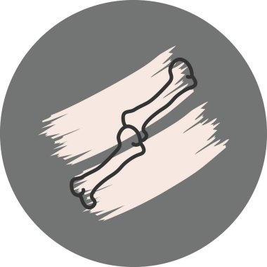 Gri arkaplan ve darbelere sahip basit kemik simgesi