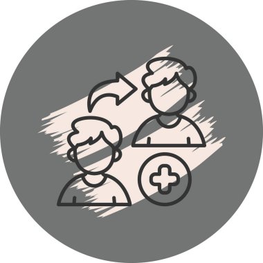 Dairesel grafik olarak bilgi alışverişinde bulunan iki kişi