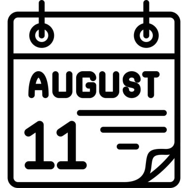 11 Ağustos takvim simgesi, vektör illüstrasyonu              