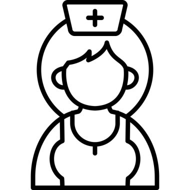 Bu tıbbi hemşire illüstrasyonu, geleneksel hemşire şapkası ile doğrusal karakter tasarımı içeren uygulamalar veya web sayfaları için uygundur..