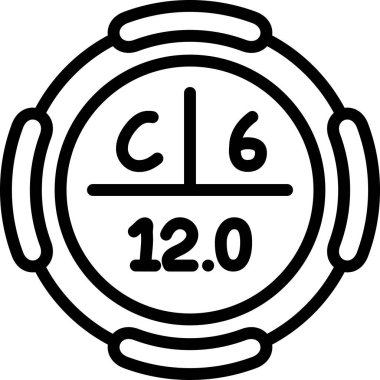 Karbon sembolü, periyodik tablonun kimyasal elementi, vektör simgesi