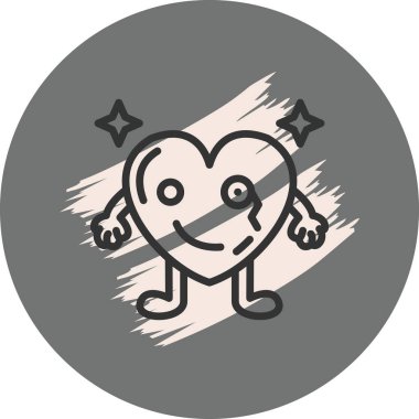 Kolları ve bacakları ile gülen kalp karakteri