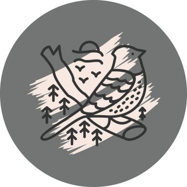 Bird sitting on branch surrounded by trees