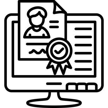 Dijital Sertifika Satırı Simgesi, Beyaz Arkaplan Üzerine Basit Resimler 