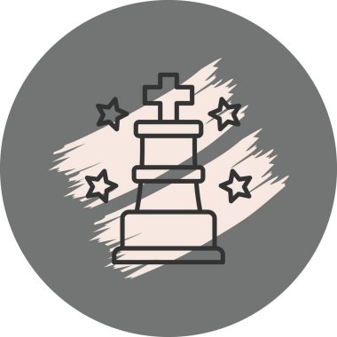 Yıldızlar ve fırça darbeleriyle çevrili satranç taşı