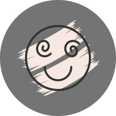 Dönen gözlerle gülümseyen basit bir yüz.