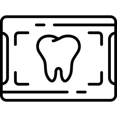 Dikdörtgen çerçeve tasarımında diş simgesi