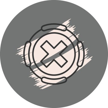 Çapraz sembol ve arkaplan içeren dairesel simge