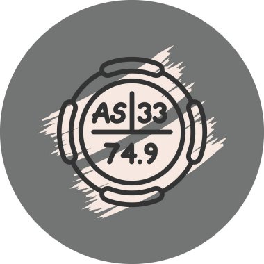 Arsenik sembolü, periyodik tablonun kimyasal elementi, vektör simgesi