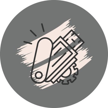 Arkaplanda emniyet iğnesi ve vites simgesi