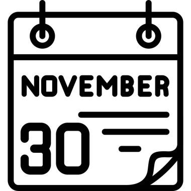 Kasım 30 - gün ikon takvim vektör ilüstrasyonu 