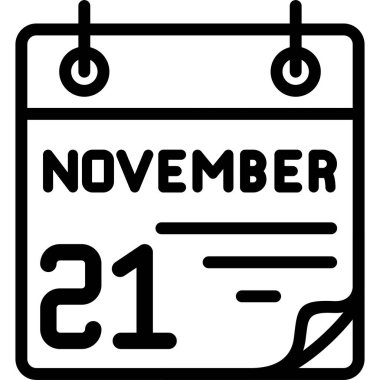 21 Kasım takvim simgesi tasarımı, vektör illüstrasyonu