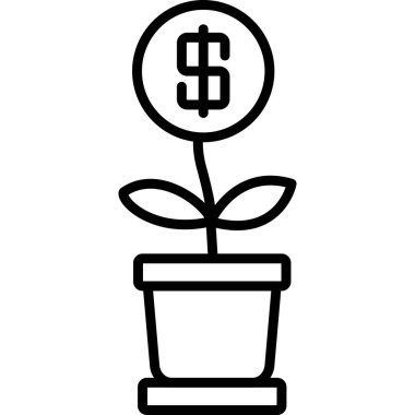 Dolarla birlikte saksıda yetişen bitki.