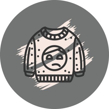 Üzücü yüz grafik tasarımlı süveter