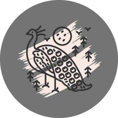 Yuvarlak Gri Arkaplanda Tavuskuşu Simgesi 