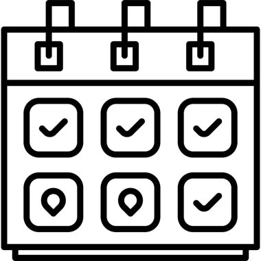 İşaretli tarih ve kutuları gösteren takvim