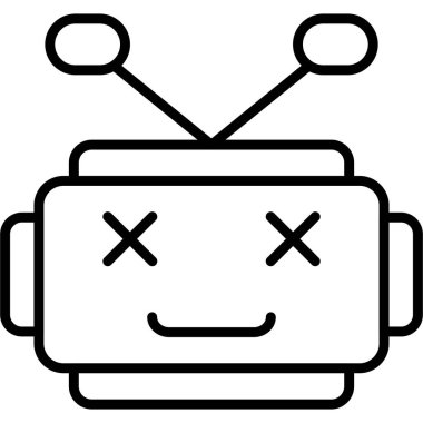 Gülümseyen ifadesi ve antenleri olan basit robot yüzü