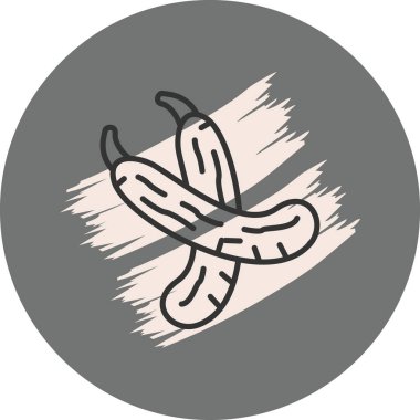 Dairesel arkaplanda sıralanmış iki salatalık.