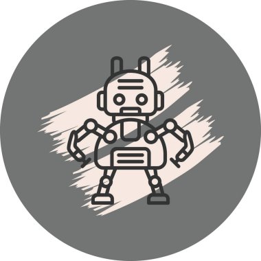 Gri arkaplanda duran basit robot karakter