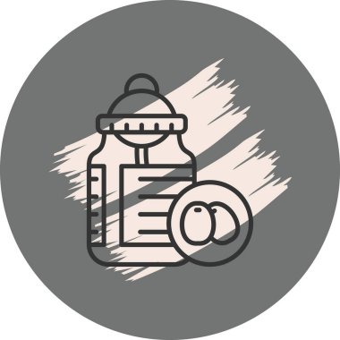 Süt ve yumurta resimli bebek şişesi.