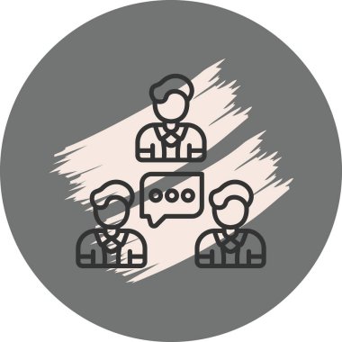 Üç adam daire içinde fikirleri tartışıyor.