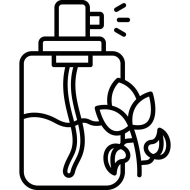 Çiçekli parfüm şişesinin çizgi çizimi