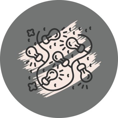 Dalgalı bir çizgiyle bağlanmış ampuller