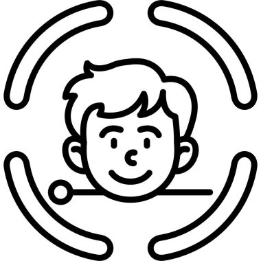 Mikrofonu ve kulaklığı olan gülümseyen çocuk.