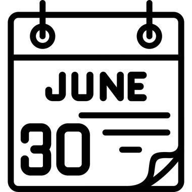 30 Haziran takvim simgesi, vektör illüstrasyonu                    