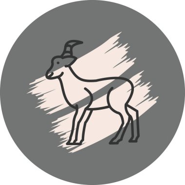 Dairesel arka planda duran stilize keçi