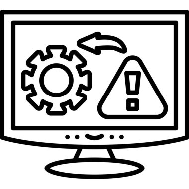 Uyarı ve ayarları gösteren bilgisayar ekranı simgesi