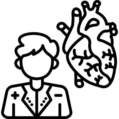 Anatomik kalp çiziminin yanında duran kişi