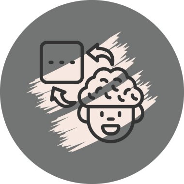 Beyni ve kare simgesi olan gülümseyen kişi