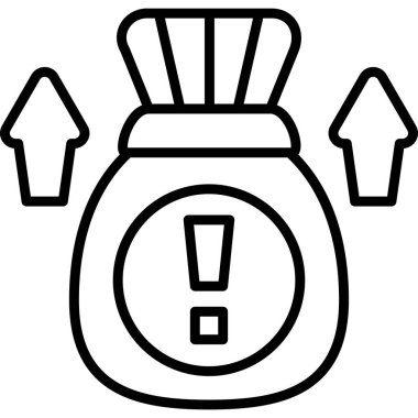 Yukarı ok ve ünlem işaretli para çantası