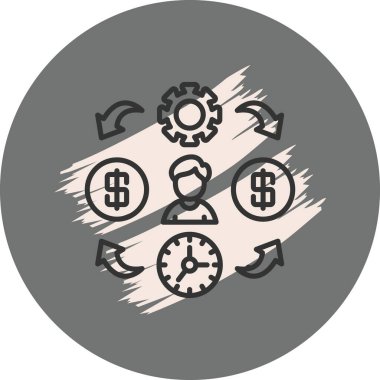 Finans yönetimi ve zaman verimliliğini temsil eden simgeler