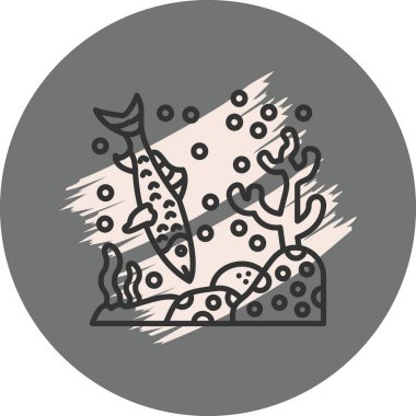 Suyun altında mercan kayalıklarında yüzen balıklar.