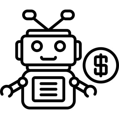 Gülümseyen robot dolar işareti simgesi tutuyor