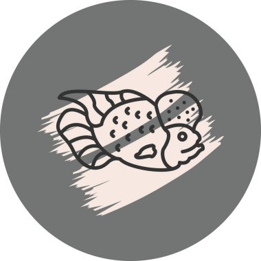 Çiçek boynuzu balığının minimalist çizimi uygulamalar için uygun katı bir daire şeklinde merkezlenmiştir..