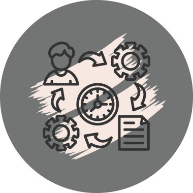 Dişliler ve kişi simgesi ile dairesel işlem