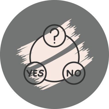 Dairesel grafik evet hayır soru işareti gösteriyor