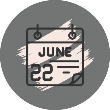 22 June Icon On Round Grey Background 