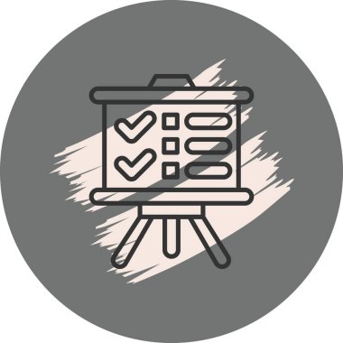 Onaylanmış Sunum Simgesi Yuvarlak Gri Arkaplanda 