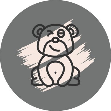 Ayı Kırpma Simgesi Yuvarlak Gri Arkaplanda 