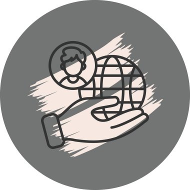 Kişi simgesiyle el ele tutuşan dünya