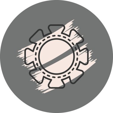 Dairesel arkaplan ve çizgilere sahip dişli simgesi